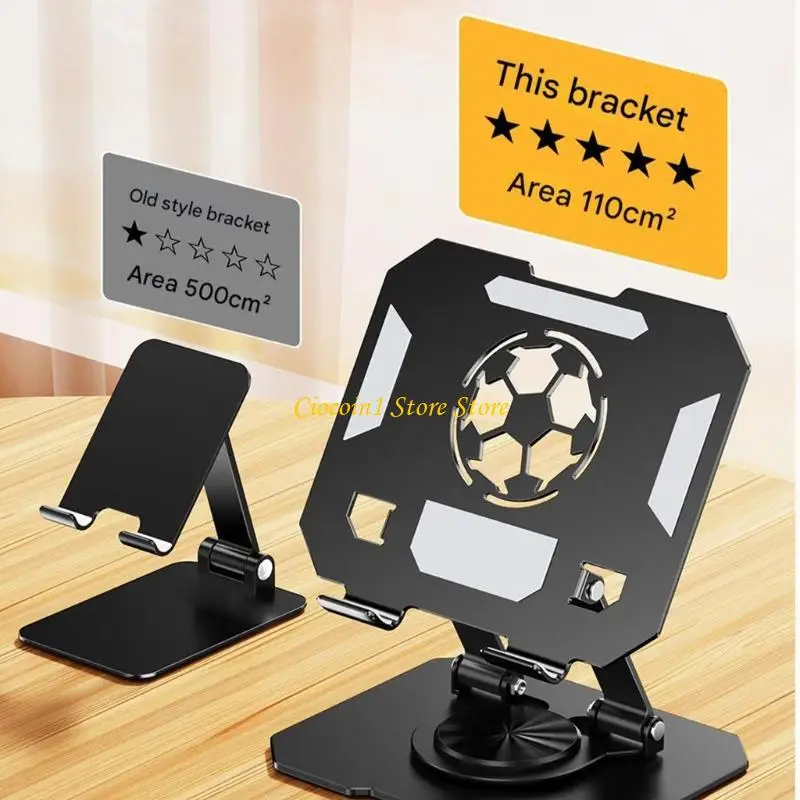 A3PC Ergonomischer, faltbarer Karbonstahl-Ständer für Telefon und Tablets, doppelte Drehgelenke, verstellbare, rutschfeste Basis – Detail 9