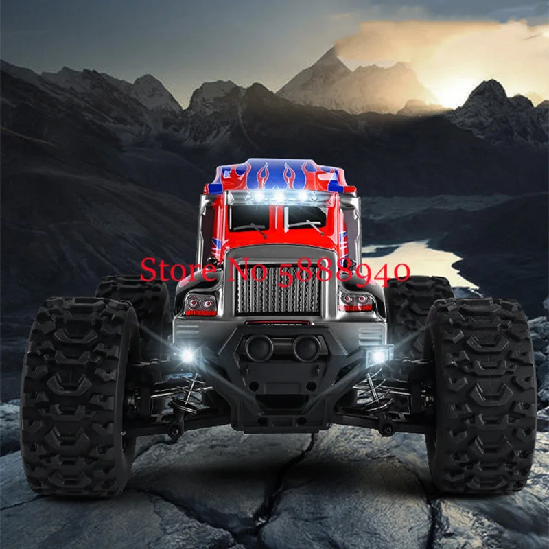 1:10 Full Scale 4WD All Terrain 60KM/H High-Speed Off-Road Remote Control Truck  Alloy Transmission LED Light RC Truck Car Model 4