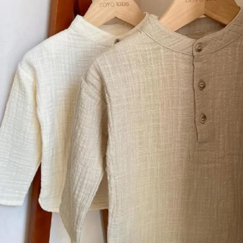 Fashion Baby Boy Cotton Shirt Long Sleeve Infant Toddler Child Button Shirt Casual Outfit Spring Autumn Baby Clothes 1-5Y