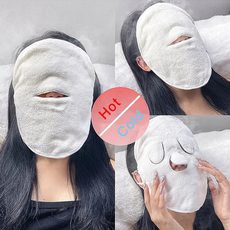 Hot/Cold Compress Towel Facial Open Pores Moisturizing Steamer Mask Double Thickened Soft Fit Face Cotton Towels Skin Care Tools