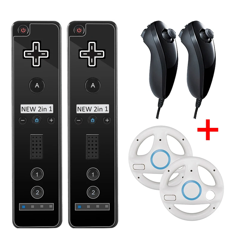 Motion Plus Remote Controller for Wii Console Wireless Gamepad with Steering Wheel for Nintendo Wii U Games Control