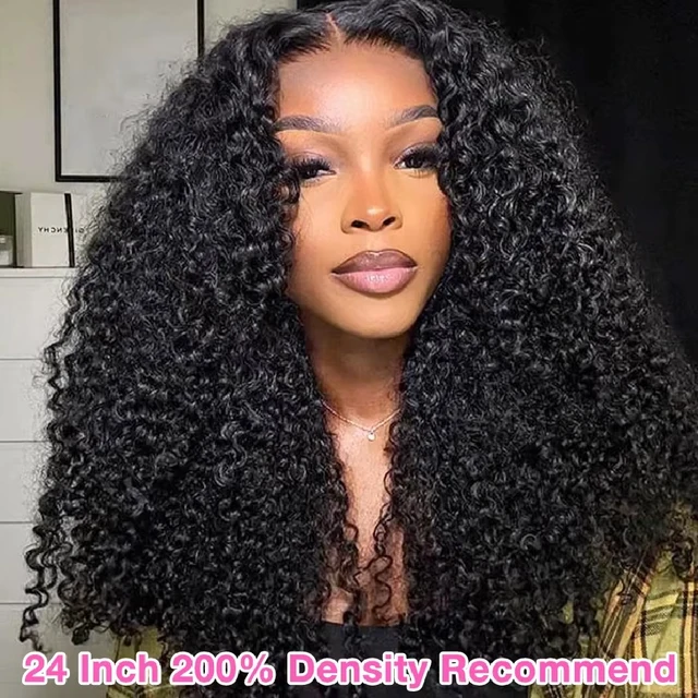 Perruque Lace Front Cheveux Humains Bouclés Kinky 20 Pouces, Perruque Cheveux Humains Bouclés Profonds 250% Densité, Perruque Lace HD Transparente 13x4 Pré-Pluckée 1