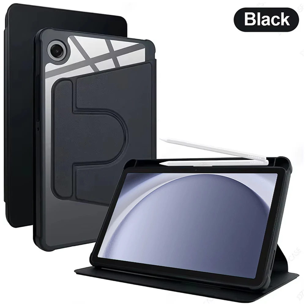 360° Rotating Transparent Shockproof Acrylic Tablet Case with Pen Slot