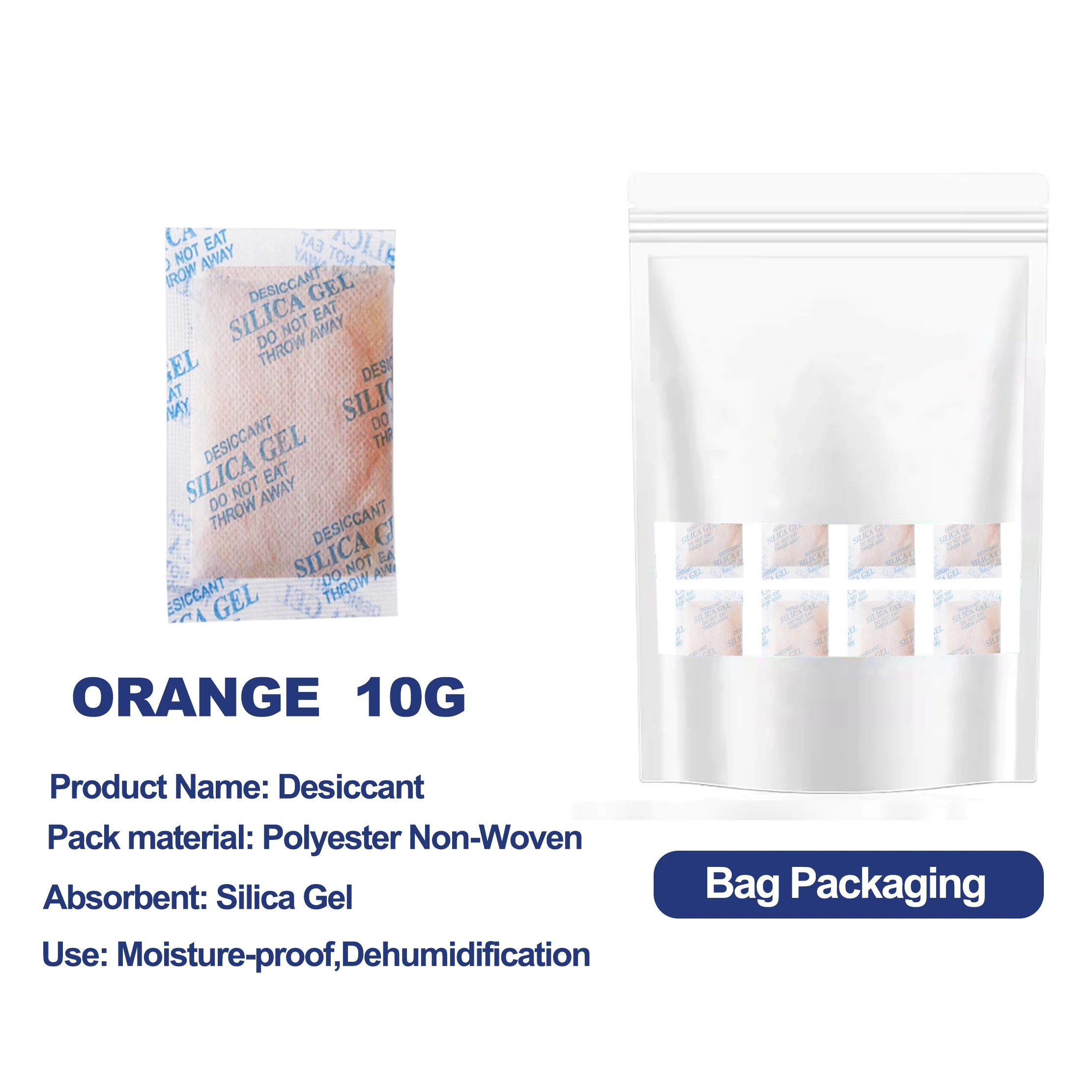 Orange Blue Waterproof Reusable Silica Gel Beads Bottles Moisture Absorber Desiccant Dehumidifie 10g 5/10/20/50pcs Package