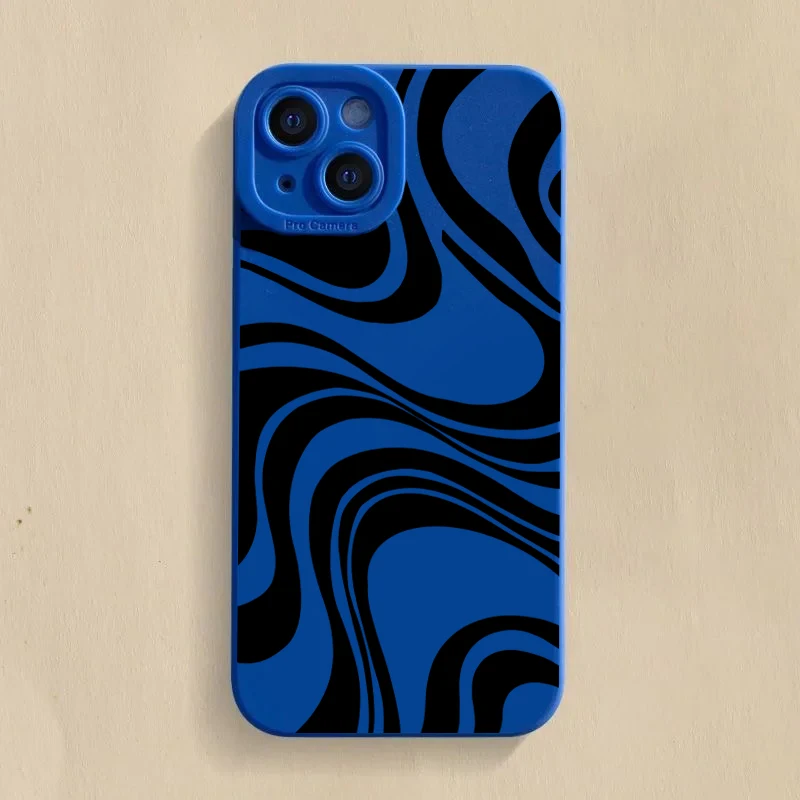 Black Wave Pattern Print TPU Soft Phone Case