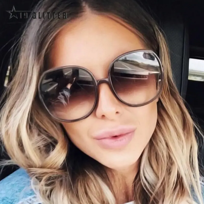 Oversized Round Frame Sunglasses Retro Designer Sun Glasses_voghion.com