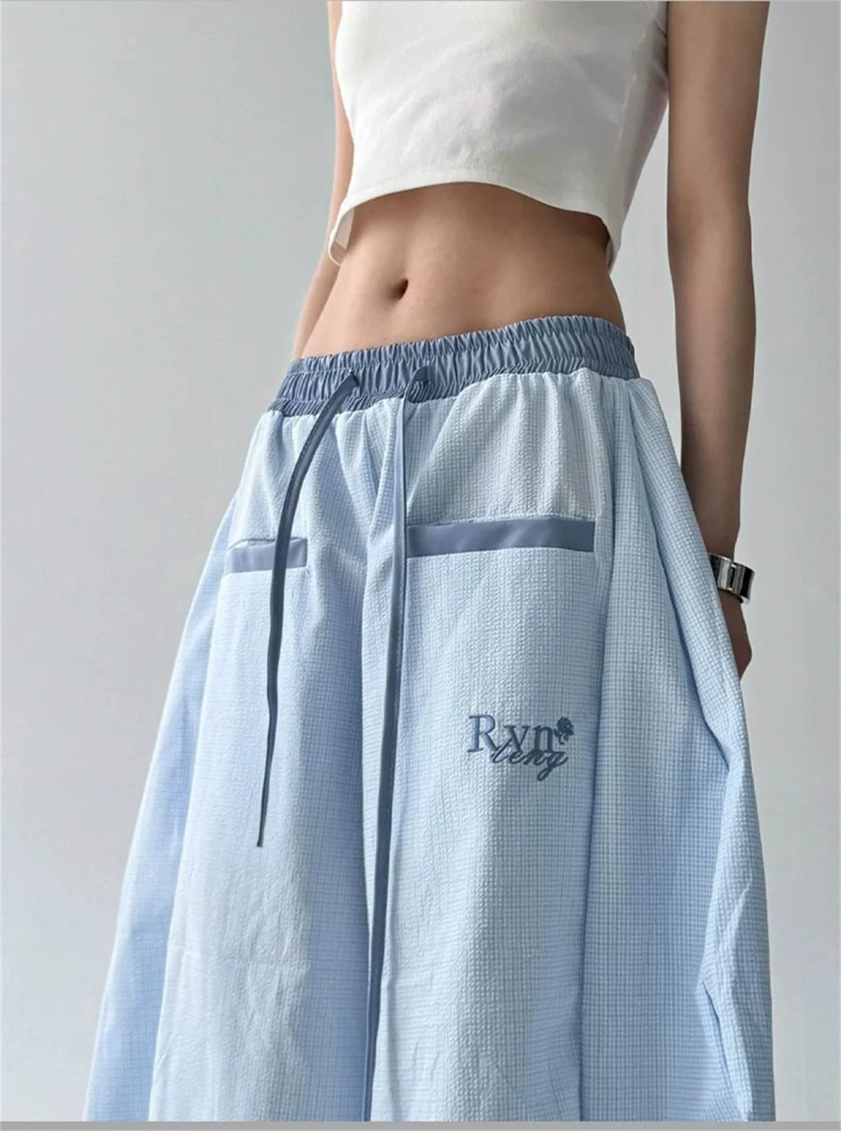 Y2K Striped Women Long Pants Summer Streetwear Loose Breathable Cargo Pants American Hip Hop Fashion Scimitar Trousers New