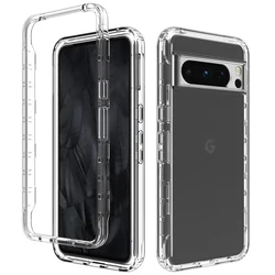 Rugged Armor Shockproof Transparent Phone Case with Hard Plastic Bumper and Soft TPU Back Cover for Pixel 6A (Clear)