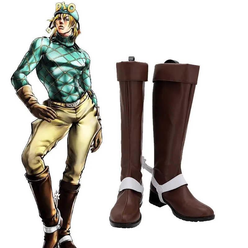 

Anime JoJo Bizarre Adventure Cosplay Dio Diego Brando Shoes Brown Boots Custom Made Halloween Party Costumes Props Accessories