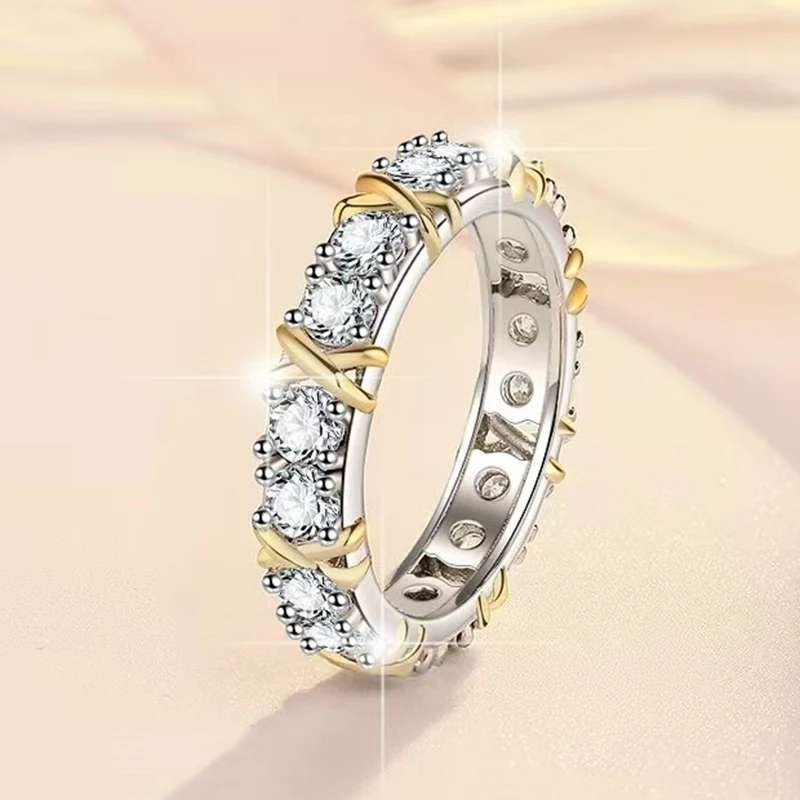 CHENWEN s925 Sterling Silver 3mm VVS1 Mossan Lady's Ring Fashion Light Luxury wedding anniversary gift GRA white gold ring 3