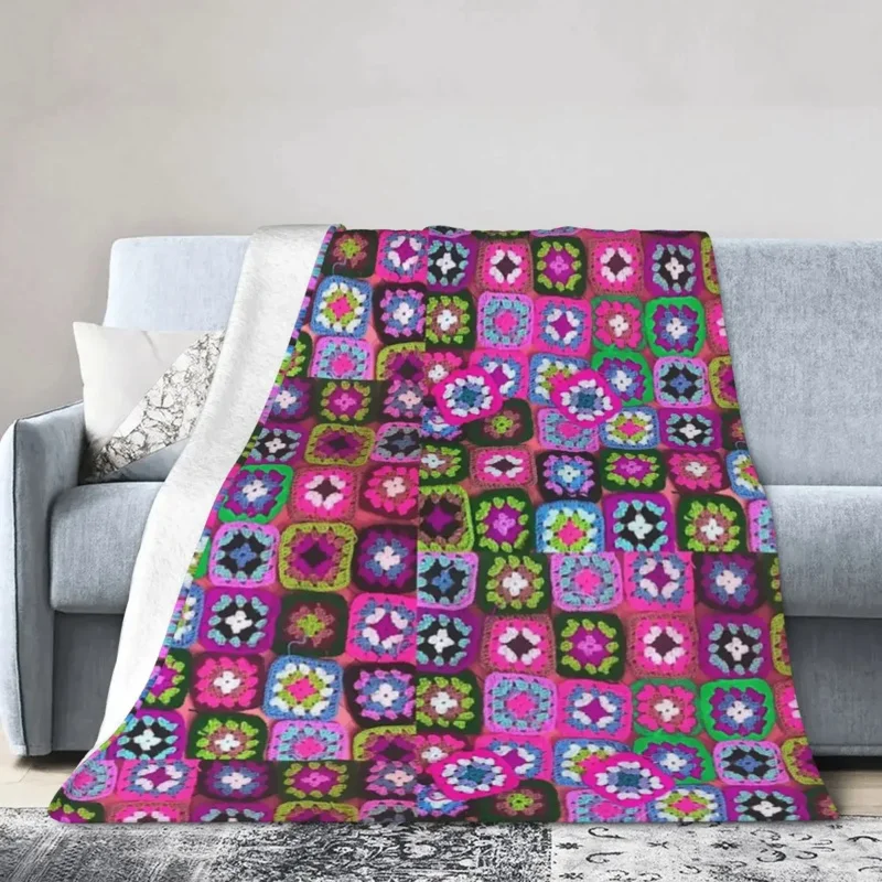 

Crochet Blanket Granny Square Vintage Blankets Warm Flannel Throw Blanket Bedspread for Bed Living room Picnic Travel Home Couch
