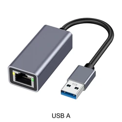 High-Speed USB-C to Ethernet 2.5 Gigabit Adapter with 100W PD Charging - 1000Mbps (USB A Grey)
