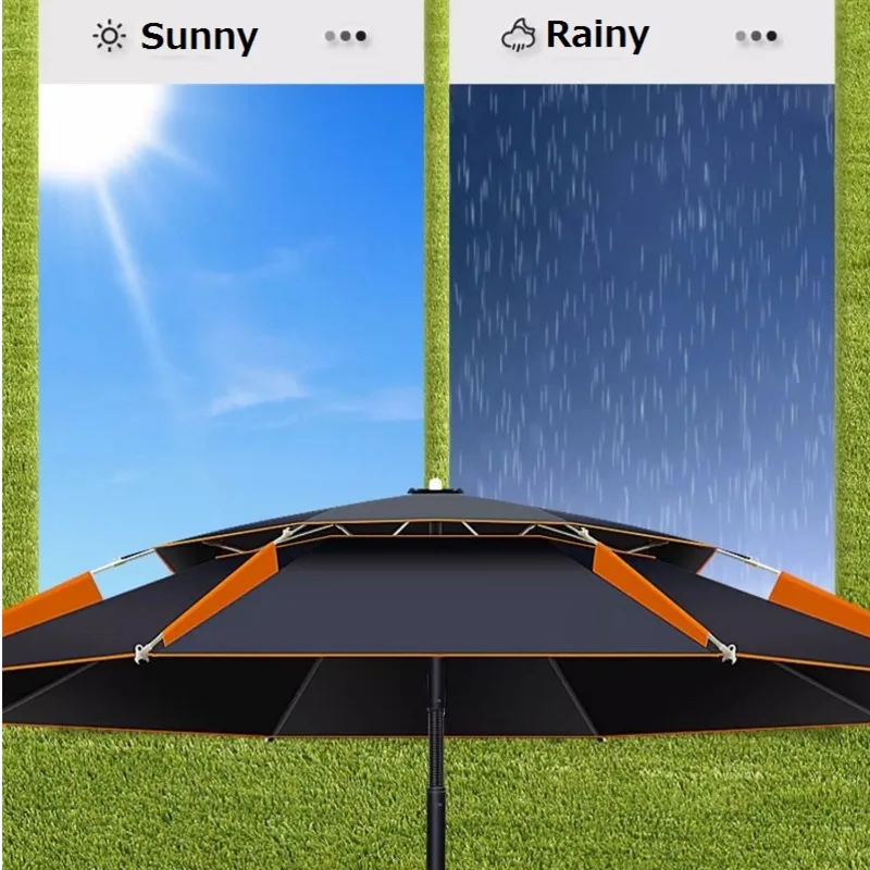 2.0-2.6M Parasol Fishing Umbrella Dual 360 ° Adjustable Fishing Umbrella  Double Layer Waterproof Anti UV Quality Large Parasol 2