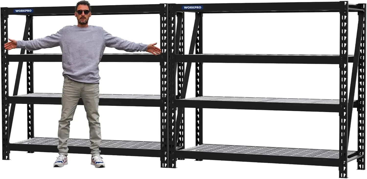 68" Ultra Wide 4-Tier Metal Garage Shelving Unit 68"W x 24"D x 65"H 7200 LBS Capacity Heavy Duty Storage Utility Rack Industrial