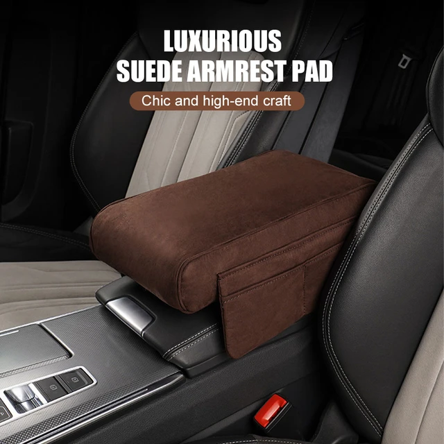 Tapis d'accoudoir de voiture en cuir PU brodé ondulé, Console centrale,  coussin de Protection, boîte de rangement - AliExpress