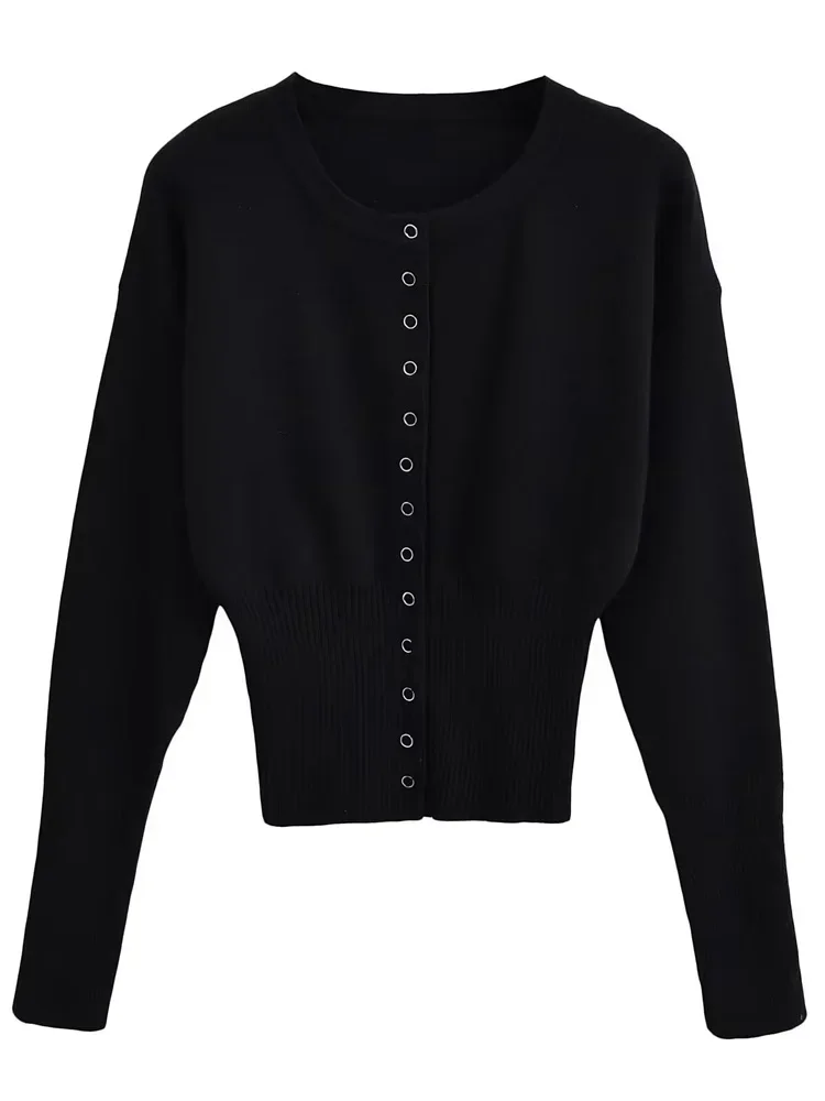 여성용 슬림 피트 패치 워크 니트 카디건 캐주얼 크롭 탑 리브 니트 가을 패치 워크 니트 카디건을위한 패션 겉옷