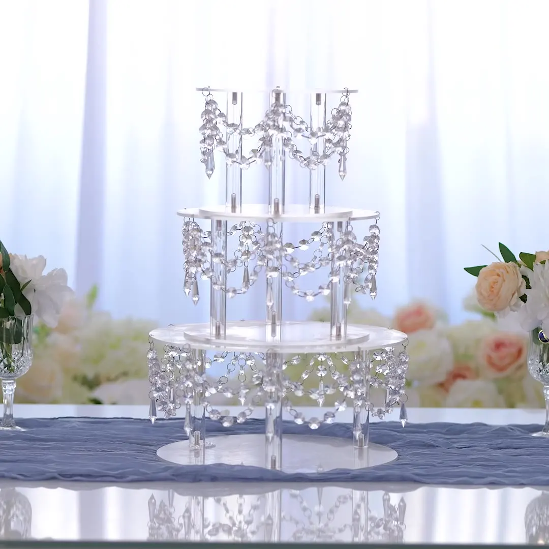 3 Pieces Luxury Transparent Dessert Cake Stand Set Tall Cake Tray Wedding Birthday Part... - SKU LDCS1310 - UGI Packaging