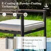 Black Metal Table with Umbrella Hole, Outdoor Rattan Dining Set for Lawn, Garden Sofas 3