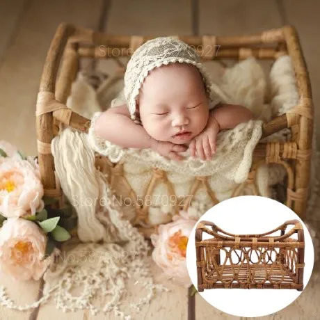 

Newborn Photography props Bebe Photography Accessorie Photo Retro Woven Basket Studio Baby Infants Milestone Shoot Posing Props