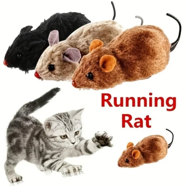Cat Toy Lifelike Funny Running Rat Clockwork Mice Battery Free Durable Indoor Cats Interactive Plush Pets Kids Toys Random Color Cat Toy Lifelike Funny Running Rat Clockwork Mice Battery Free Durable Indoor Cats Interactive Plush Pets Kids Toys Random Color