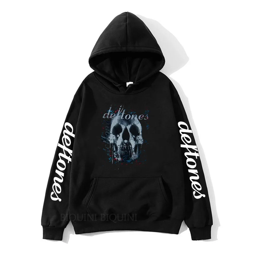 

Deftones Skull Black Band Hoodies Men's Punk Hop Sweatshirts Gothic Vintage Rock Pullovers for Unisex Streetwear Tops Male