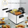 110V Stainless Steel Single Double Tank 5L Electric Deep Fryer Smokeless French Fries Chicken Frying Pot Grill Mini Hotpot Oven 4