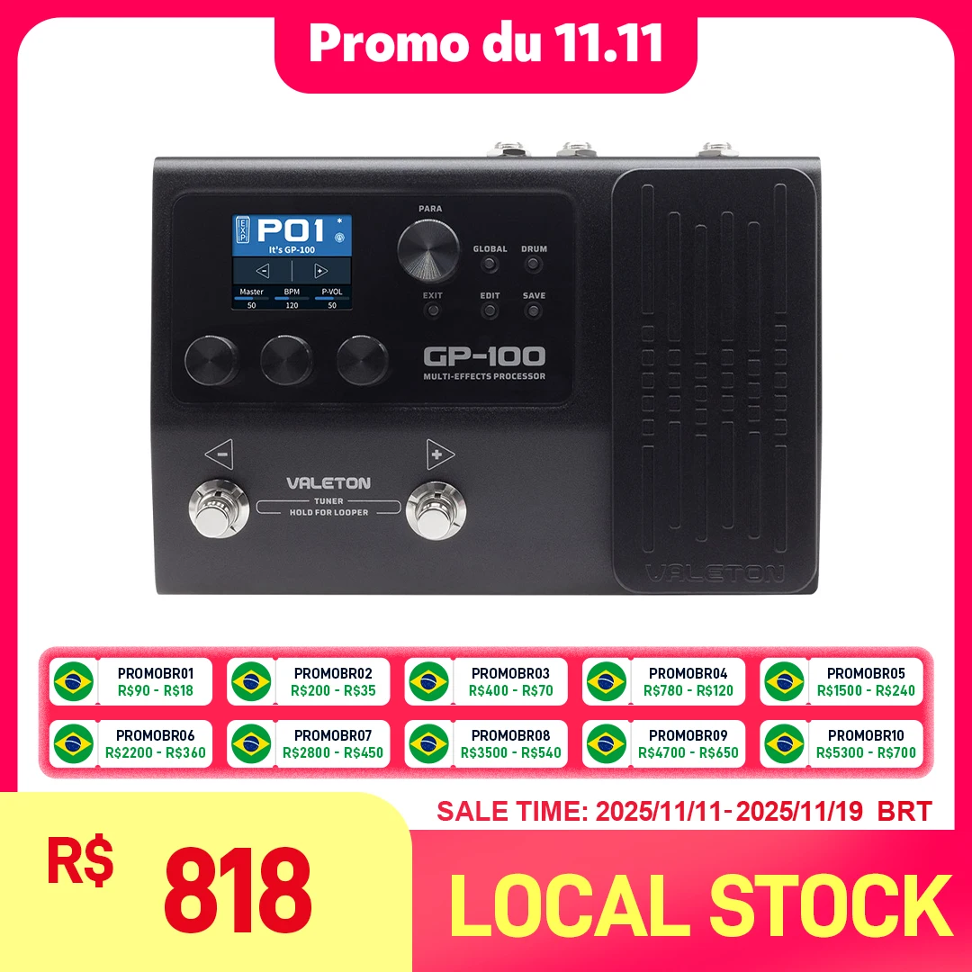VALETON GP-100 Brasil Guitar Bass Multi Effects Processor Pedal