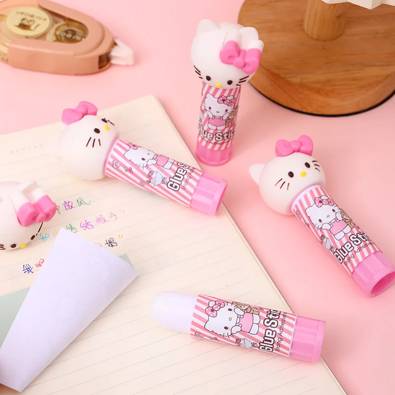 16pcs Sanrio 헬로 키티 솔리드 접착제 스틱 멜로디 Kuromi 학생 빠른 건조 접착제 스틱 학생 학교 용품 사무용품