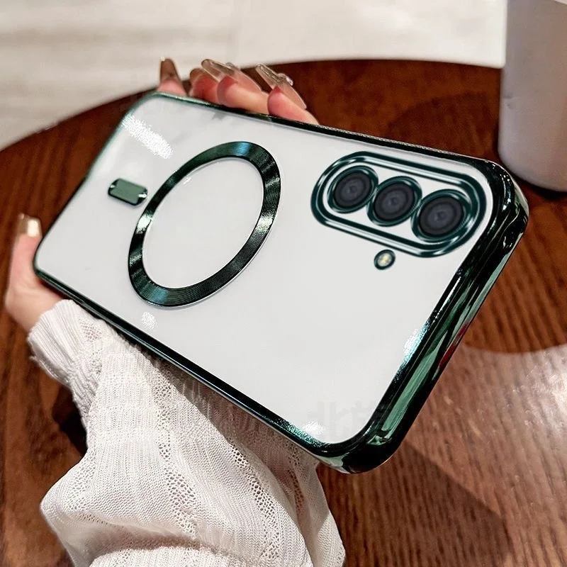 Luxury Magnetic Case with Dual Screen & Camera Protectors - Shockproof Clear Cover
