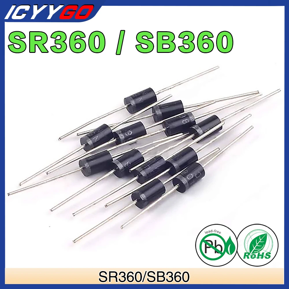 20 Pz Sr360 Sb360 Diodi Raddrizzatori A Barriera Schottky 3A 60 V Do-201Ad Do-27 Assiale 3 Amp 60 Volt Sr 360