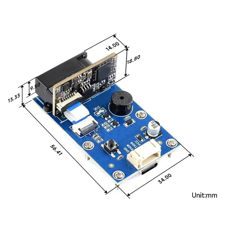 Waveshare USB/UART 인터페이스 바코드 스캐너 모듈 QR 코드 인식 다용도 애플리케이션을 위한 컴팩트 디자인