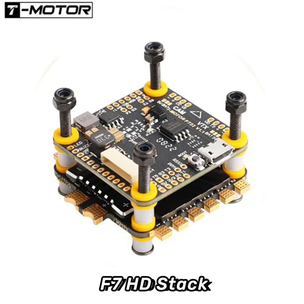 

T-MOTOR F7 HD Stack F7 722 HD Flight Controller W/BMI270 + F55A Pro II 3-6S 4in1 Blheli_32 Brushless ESC for RC FPV Racing Drone