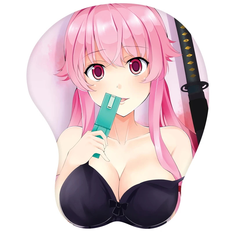 

Коврик для мыши из японского аниме Mirai Nikki Gasai Yuno, мягкий игровой коврик для мыши из поликарбоната с объемным бюстом и лайкрой, подставка под запястье