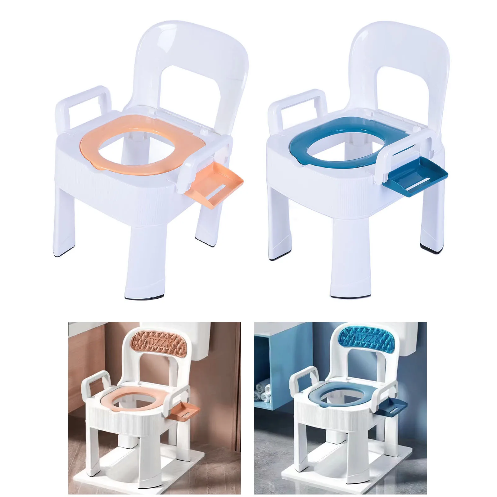 Commode Toilet Chair Easy To Clean Toilet Commode Anti Slip Foot Pad Backrest Cushion Extra Wide for Squat Toilet for Bathroom 2