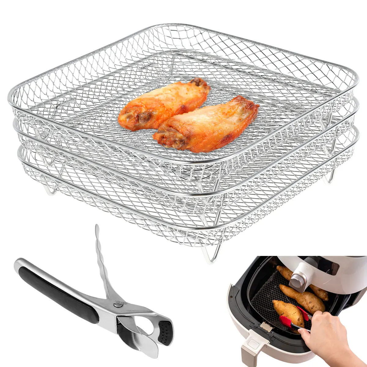 3-Pack-Stackable-Air-Fryer-Racks-Rectangle-Oven-Baking-Rack-Stainless ...
