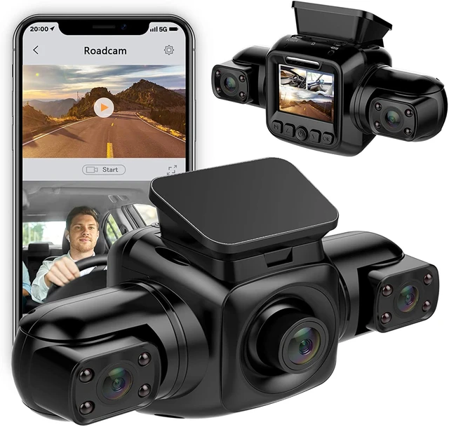 Rexing V2 Pro 1080p 3-Channel AI Car Dash Cam with Wi-Fi Built-in