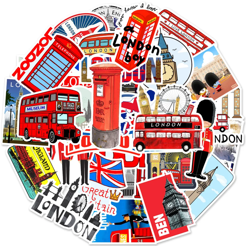 Classic British Style London Bus Bullet PVC Decorative Stickers Scrapbooking Stick Label Diary Stationery Album Stickers