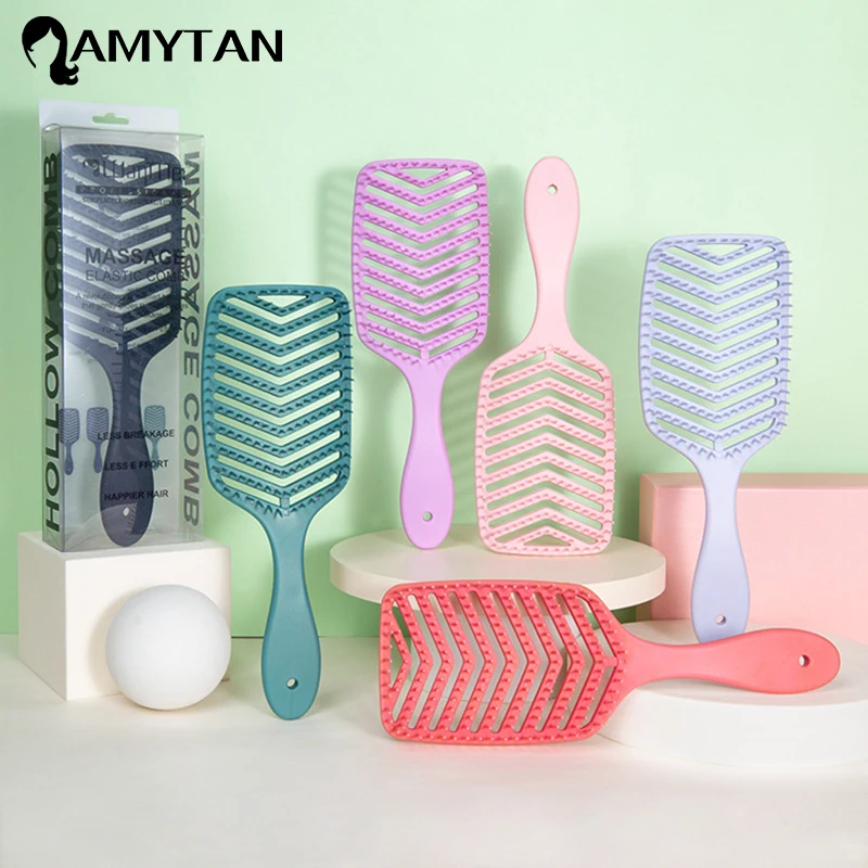 

Detangling Hair Brush Hollowing Out Wide Teeth Air Cushion Combs Women Scalp Massage Comb Home Salon DIY Hairdressing Tool