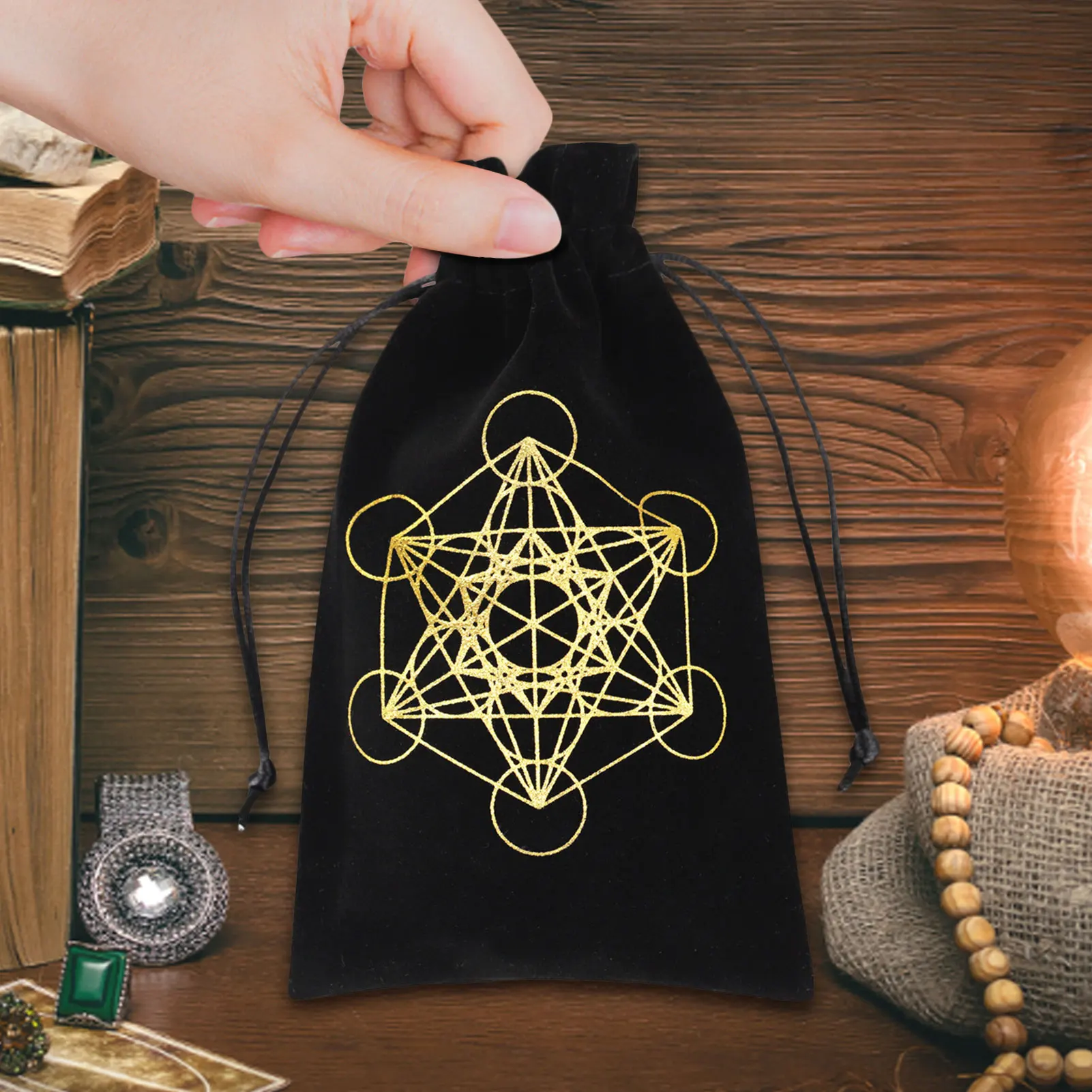 Jewelry Bags Pouch for Tarot Rune Crystal Dice Tarot Card Holder Jewelry Bags with Drawstring Novel Tarot Card & Dice Storage Bag Tarot Card Bag 