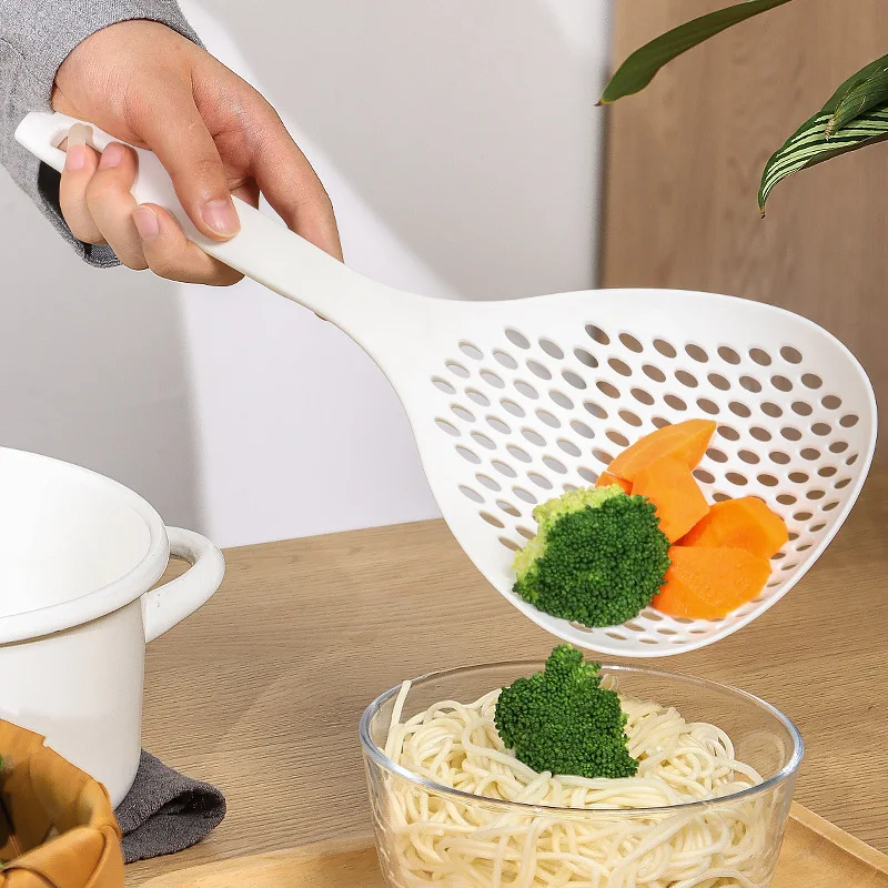Plastic Slotted Scoop Colander Skimmer Spoon Non Stick Kitchen Food Drain Shovel Strainers Skimmer with Handle for Cooking