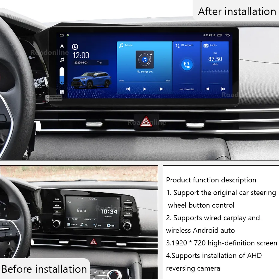 Android audio For Hyundai Elantra-Android 12 12.3inch Octa Core 8+256G Car Multimedia Player Stereo Radio