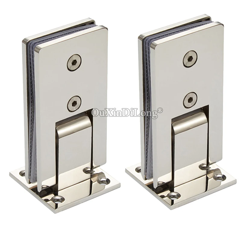 

HOT 2PCS Stainless Steel 90° Wall to Glass Door Hinges Rectangle Frameless Shower Door Hinges Fixed Brackets Polished for 8~12mm