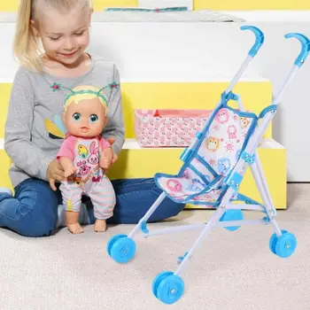 Passeggino Bambole interattive alla moda Carrozzina per bambole stabili in plastica Carrello da gioco Giocattoli Passeggino per bambole per ragazzi Ragazze Accessori per bambole