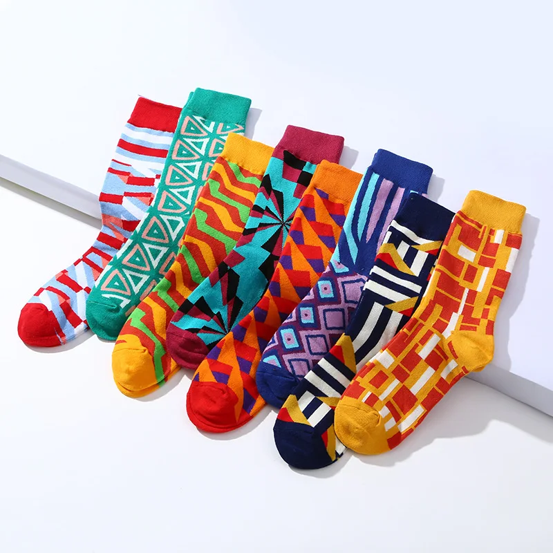 

1 Pair Cotton Funny Geometric Colorful Dots Bluesky Harajuku Women Happy Socks Girls Street Skateboard Fashion Sox Spring Autum