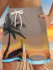 Hawaiian Coconut Tree Beach Shorts 3D Printing Summer Men's Casual Swimming Short High Elastic Quick Drying Pants Sport Pant 2