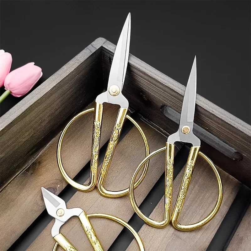 Stainless Steel Sewing Gold Scissors Short Cutter Durable Vintage Embroidery Tailor Scissors Fabric Cutter Craft Tool Sewing sewing scissors tailor scissors craft scissors sewing supplies