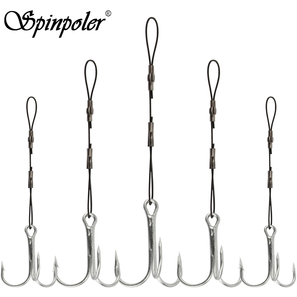 Spinpoler 3pcs Fishing Hook Rig Stinger Treble Hooks With Screw Ring Swivels  Connector Shad Predator Fishing Wire Trace - AliExpress