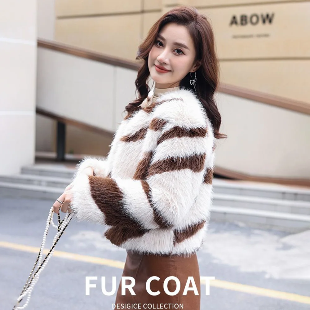 Zebra Fur Coat Explosion In Autumn And Winter Of 2024 Imitation Fox Mao Mao Fur Coat High-level Temperament Women's FashionMoist