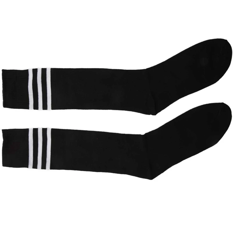 

2X Old School White Stripe On Black Knee High Athletic Sports Tube Sock / Great For Soccer Or Any Sports, Also Makes