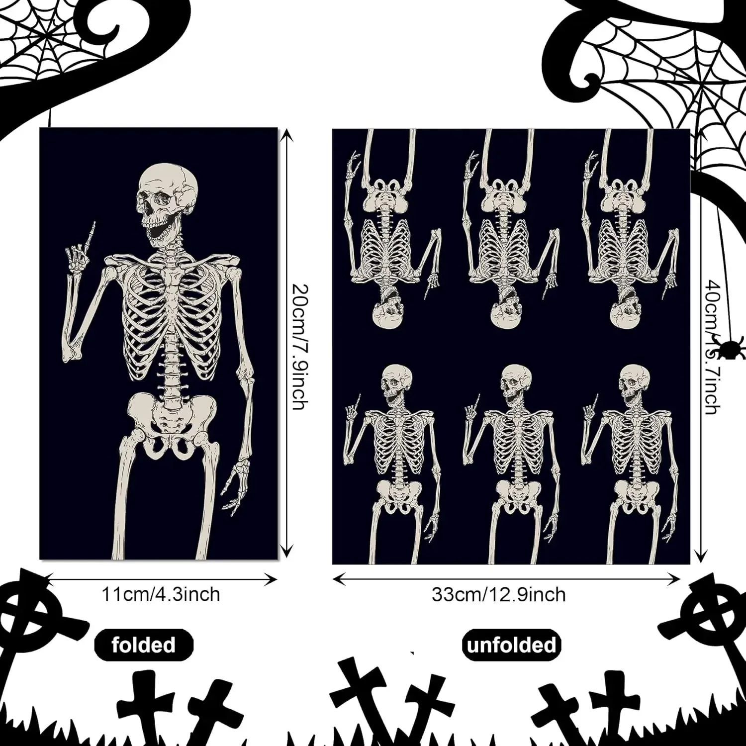 Halloween Skull Paper Napkins 33*40CM 2-Ply Disposable Skeleton Guest Hand Towel Napkin Horror Theme Party Supplies 100PCS